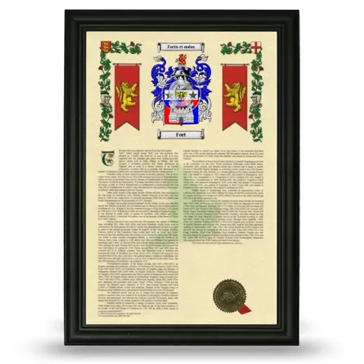 Fort Armorial History Framed - Black