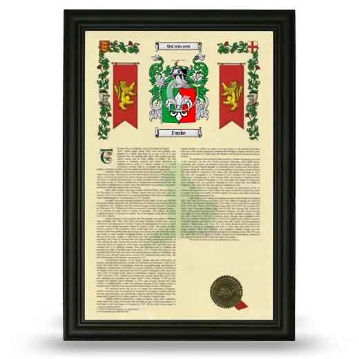 Fouke Armorial History Framed - Black