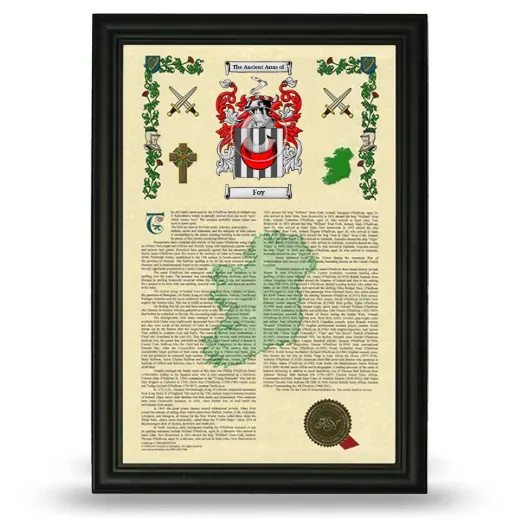 Foy Armorial History Framed - Black