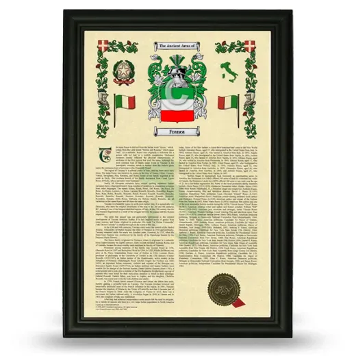 Franca Armorial History Framed - Black