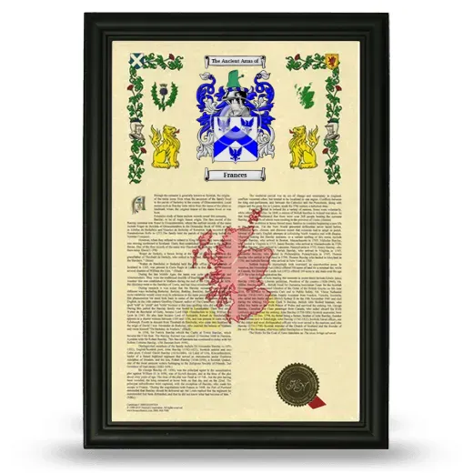Frances Armorial History Framed - Black