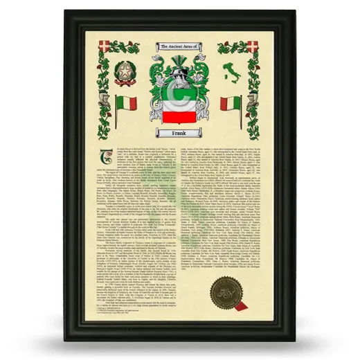 Frank Armorial History Framed - Black