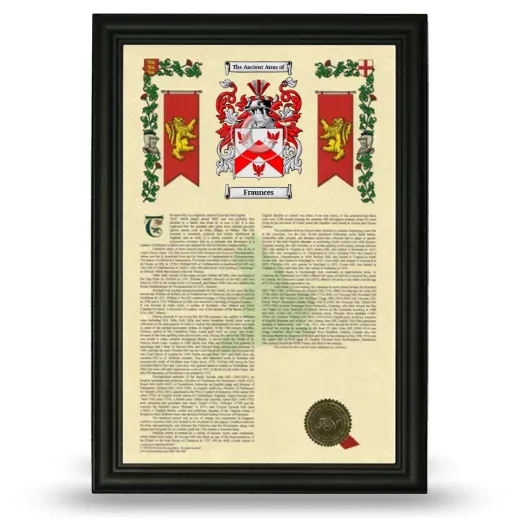 Fraunces Armorial History Framed - Black