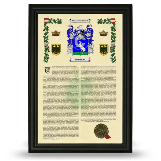 Freedman Armorial History Framed - Black