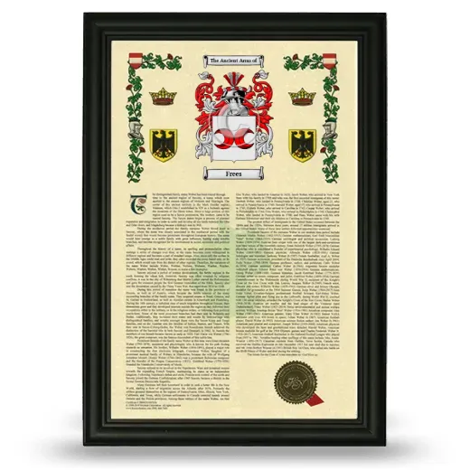 Frees Armorial History Framed - Black