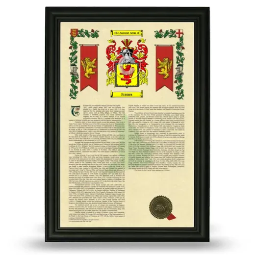 Frenya Armorial History Framed - Black