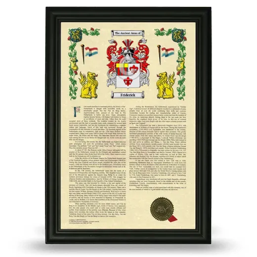 Friderick Armorial History Framed - Black