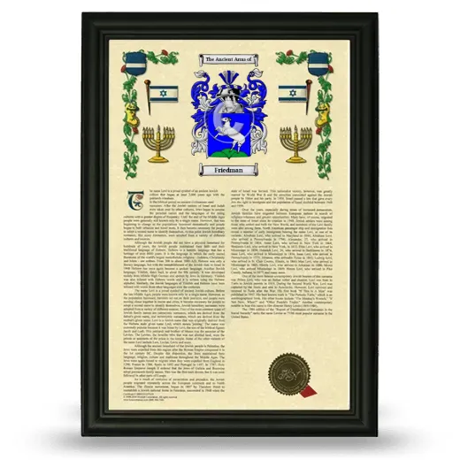 Friedman Armorial History Framed - Black
