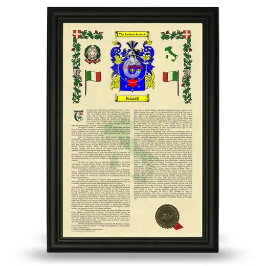 Frizzell Armorial History Framed - Black