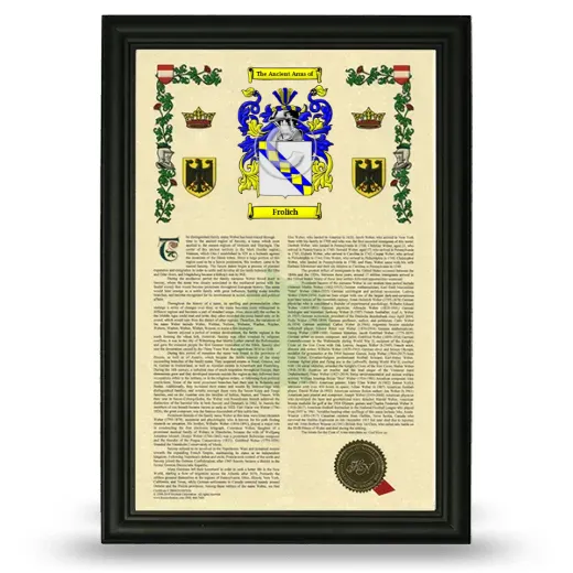 Frolich Armorial History Framed - Black