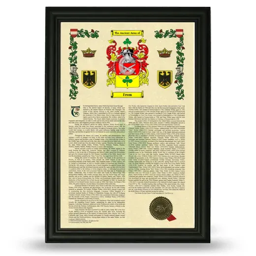 Frum Armorial History Framed - Black