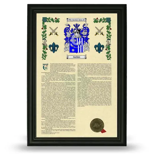 Gaches Armorial History Framed - Black