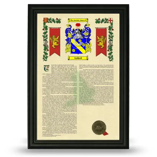 Gailard Armorial History Framed - Black