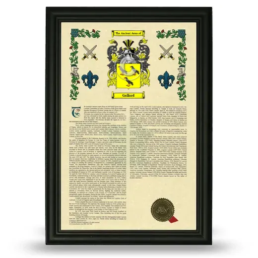 Gallard Armorial History Framed - Black