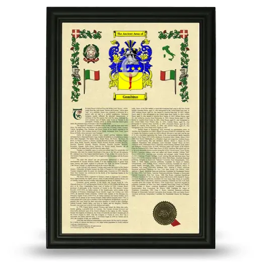 Gambino Armorial History Framed - Black