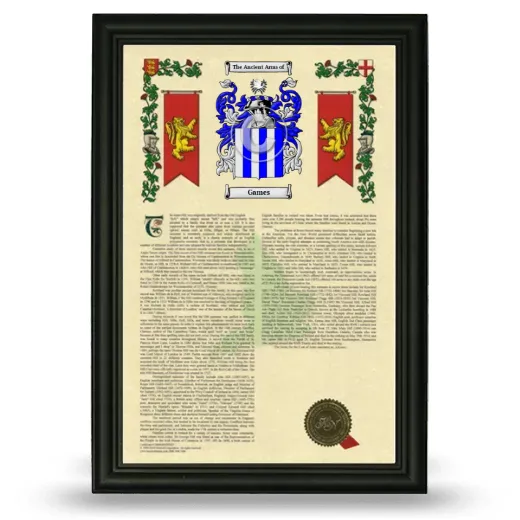 Games Armorial History Framed - Black