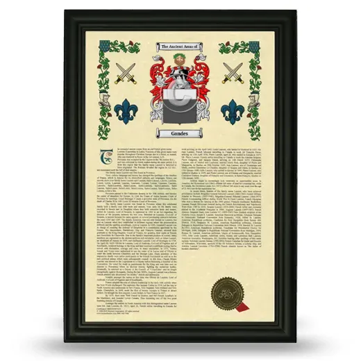 Gandes Armorial History Framed - Black