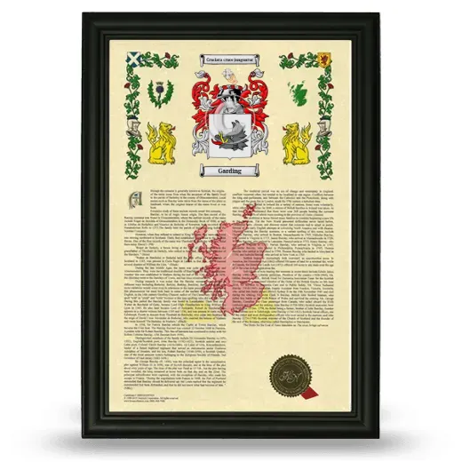 Garding Armorial History Framed - Black
