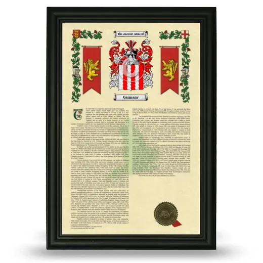 Garmany Armorial History Framed - Black