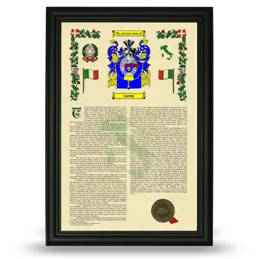 Garsia Armorial History Framed - Black
