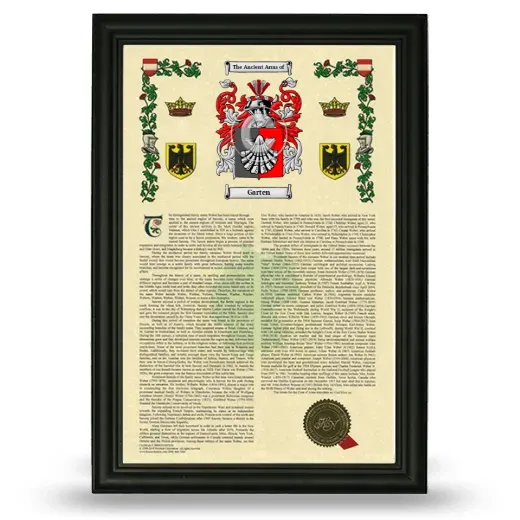 Garten Armorial History Framed - Black