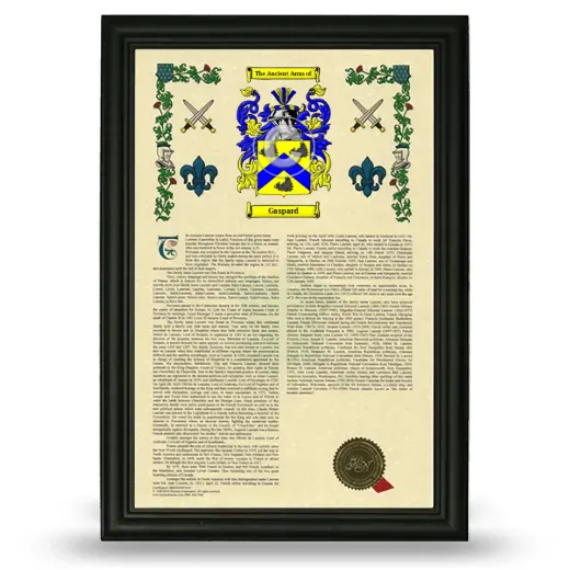 Gaspard Armorial History Framed - Black