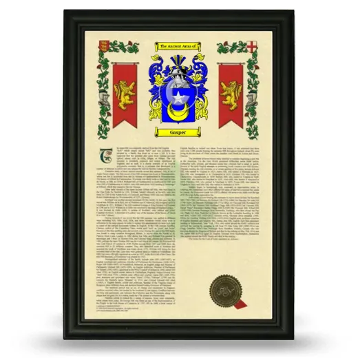 Gasper Armorial History Framed - Black
