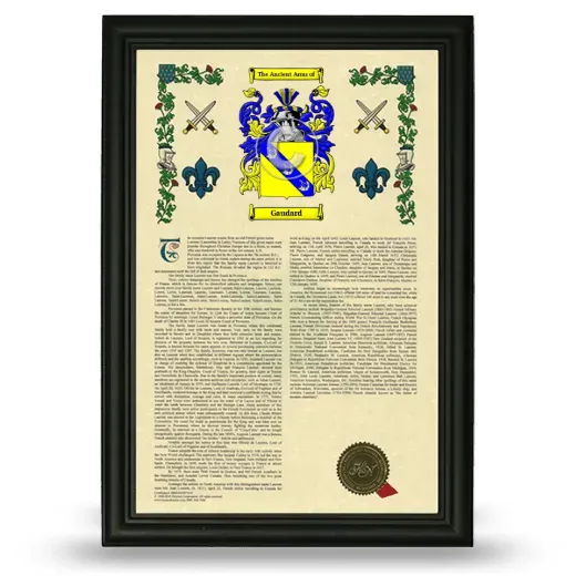 Gaudard Armorial History Framed - Black