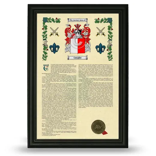 Gaugler Armorial History Framed - Black