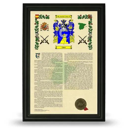 Gaur Armorial History Framed - Black