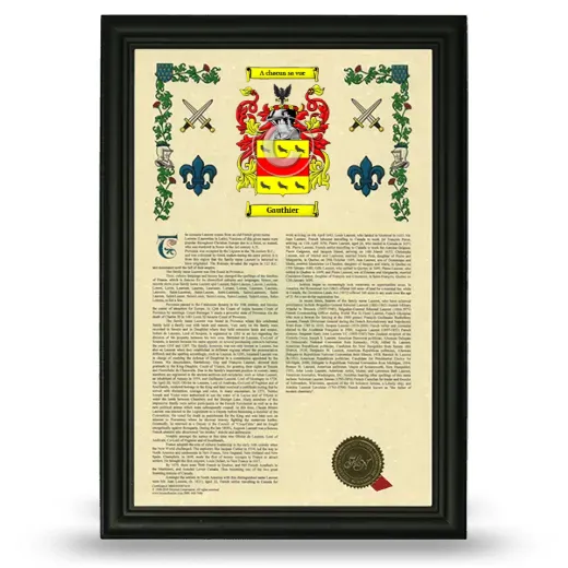 Gauthier Armorial History Framed - Black