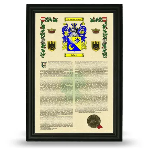 Gebert Armorial History Framed - Black