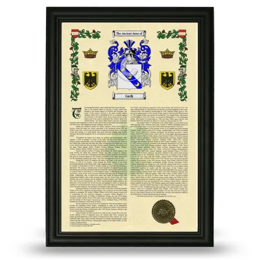 Geck Armorial History Framed - Black