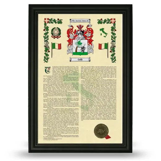 Gelli Armorial History Framed - Black