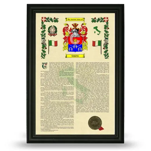 Geneva Armorial History Framed - Black