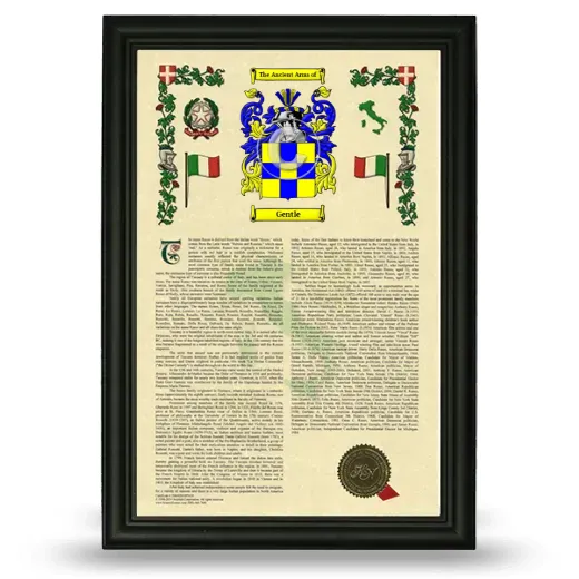 Gentle Armorial History Framed - Black