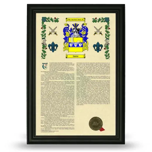 Gerve Armorial History Framed - Black