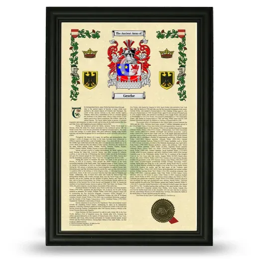 Gesche Armorial History Framed - Black