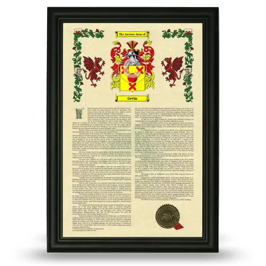 Gevin Armorial History Framed - Black