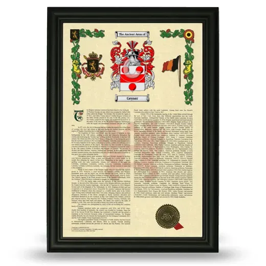 Geyser Armorial History Framed - Black
