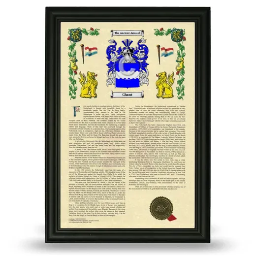 Ghant Armorial History Framed - Black
