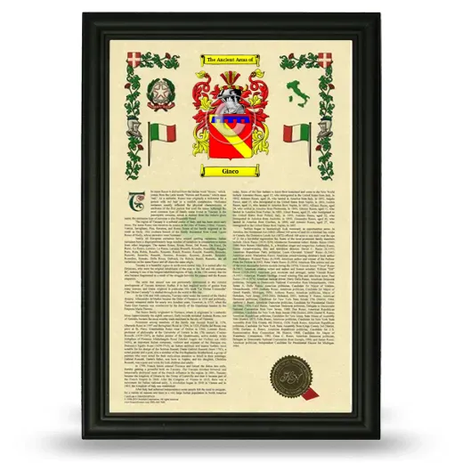 Giaco Armorial History Framed - Black