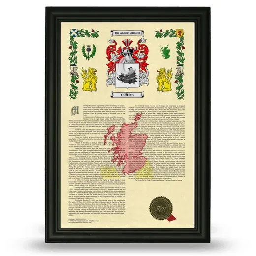 Gilfillen Armorial History Framed - Black