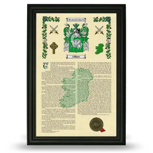 Gilligan Armorial History Framed - Black