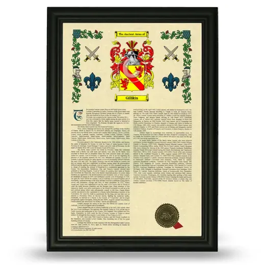 Gillikin Armorial History Framed - Black