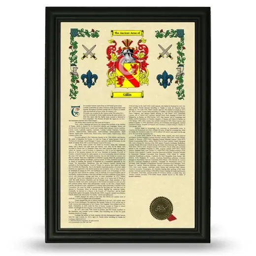 Gillis Armorial History Framed - Black