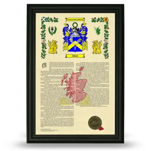 Gilmer Armorial History Framed - Black