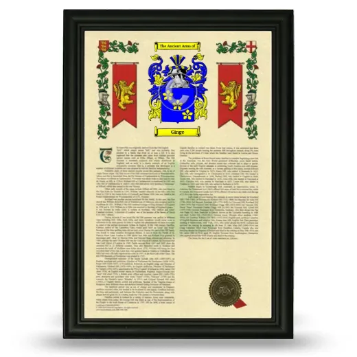 Ginge Armorial History Framed - Black