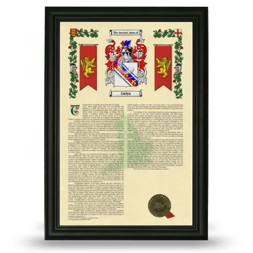 Girlyn Armorial History Framed - Black