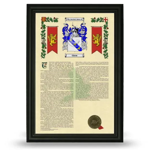 Gison Armorial History Framed - Black